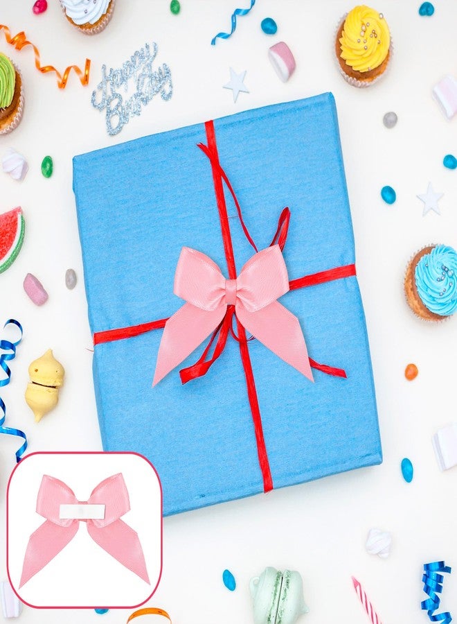 DOPENSPI 20Pcs Self-Adhesive Mini Bows, Pink Polyester Gift Wrap Bows Premade Craft Bowknot Non-Faded Satin Ribbon Bow Premade Tiny Bowknot for Crafts Wedding Birthday Party Bakery Decoration - Image 5
